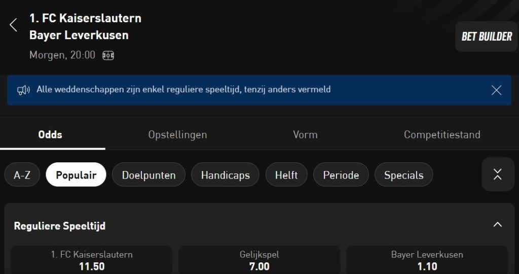 odds kaiserslautern - Leverkusen dfb pokal